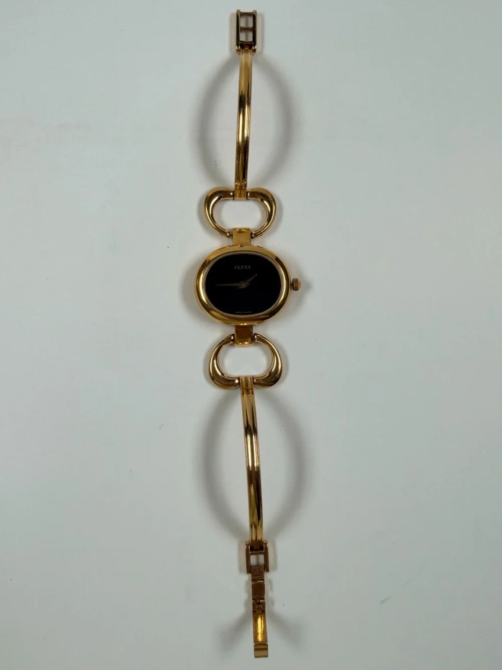Gucci Gold-Tone Bracelet / Bangle Watch with Black Dial